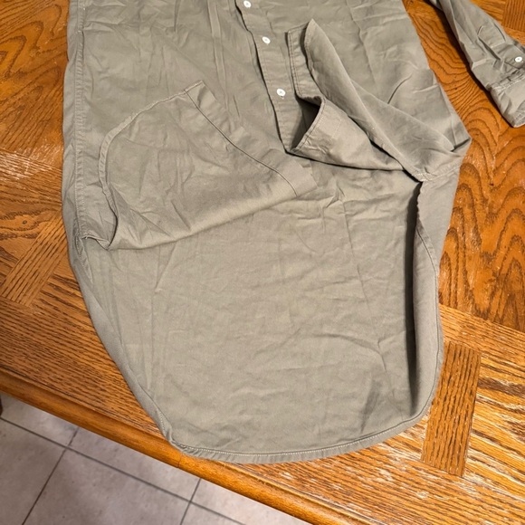 Buck Mason Midi Twill Shirt Dress in Olive Green Sz XS Long Sleeve Relaxed Fit - Picture 12 of 15